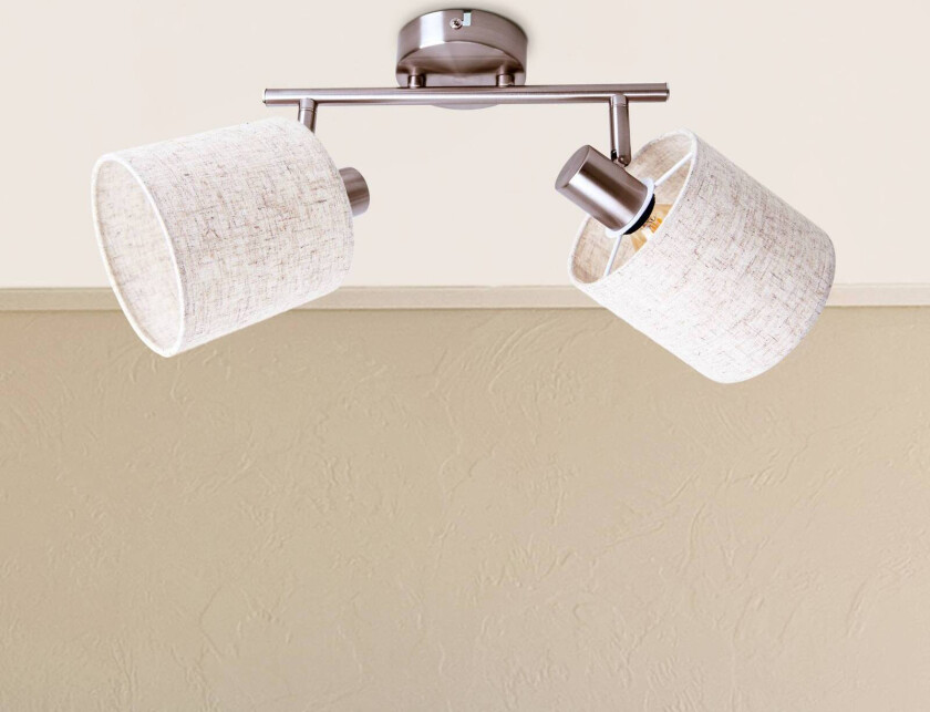 Taklampe Maron, 2 lyskilder, tekstil, natur