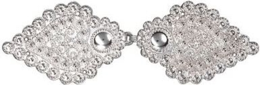 Cape/jakkespenne Agder i 830 hvitt sølv med syhull