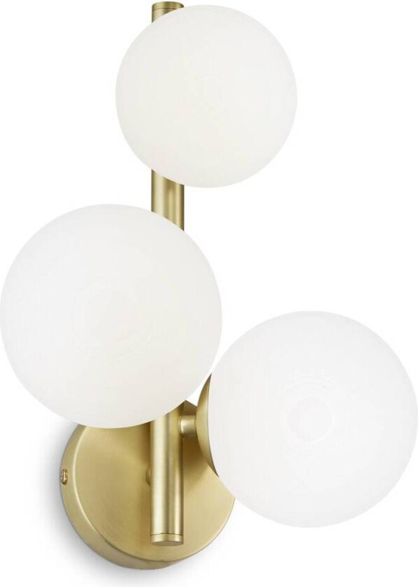 Ideal Lux Perlage vegglampe 3flg messing/hvit