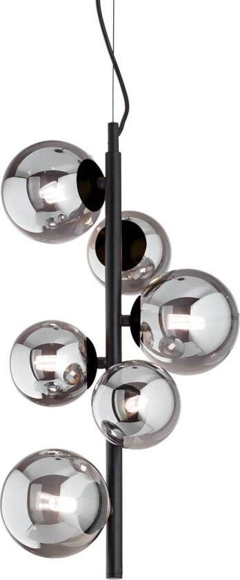Ideal Lux Perlage pendel svart 6flg høyde 52cm