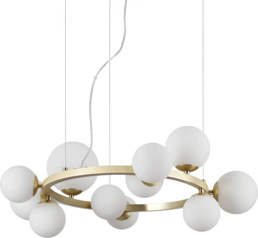 Ideal Lux Perlage pendel messing/hvit 11flg Ø 73 cm