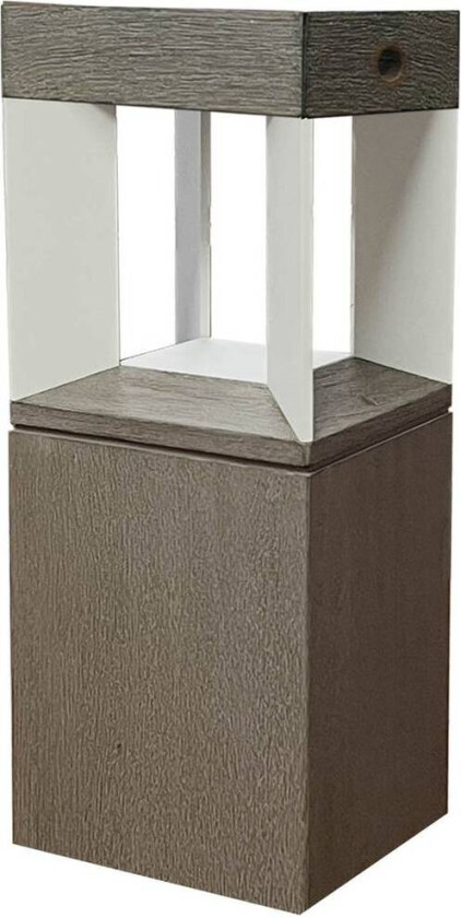 LED-solcellesokkellampe Teckalu sensor teak/ hvit