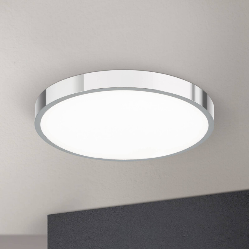 LED-taklampe Bully, krom, Ø 28 cm