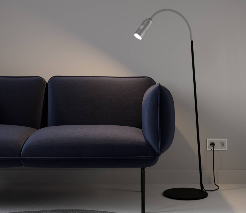 Neo! Floor LED-gulvlampe dimbar aluminium/sølv