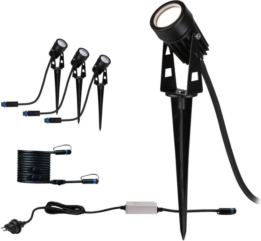 Plug & Shine LED jordspydspotlight sett med 3 stk