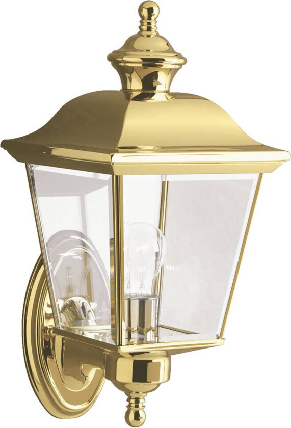 Utendørs vegglampe Bay Shore, fatning oppe, gull