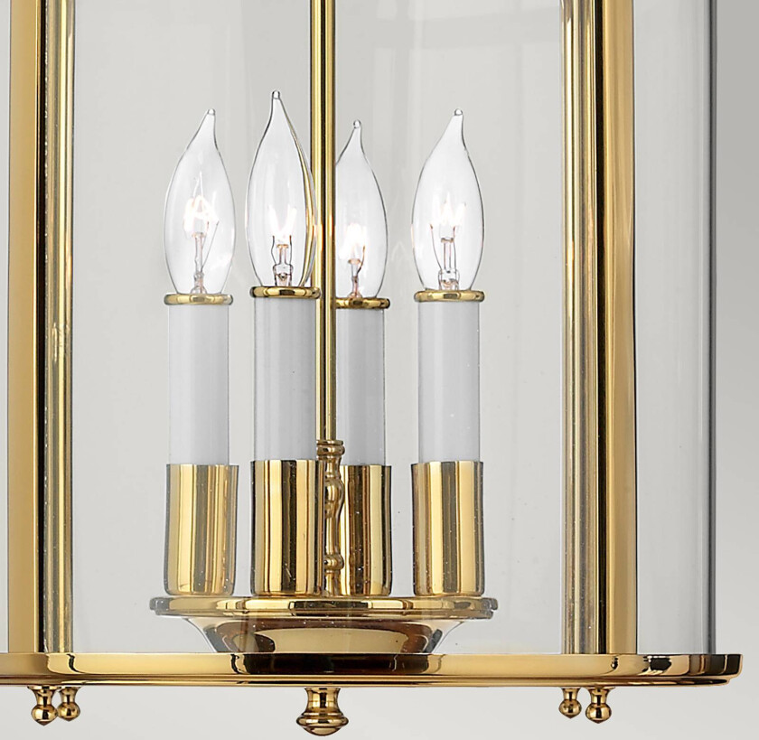 Hengelampe Gentry, 4xE14, messing polert/transp