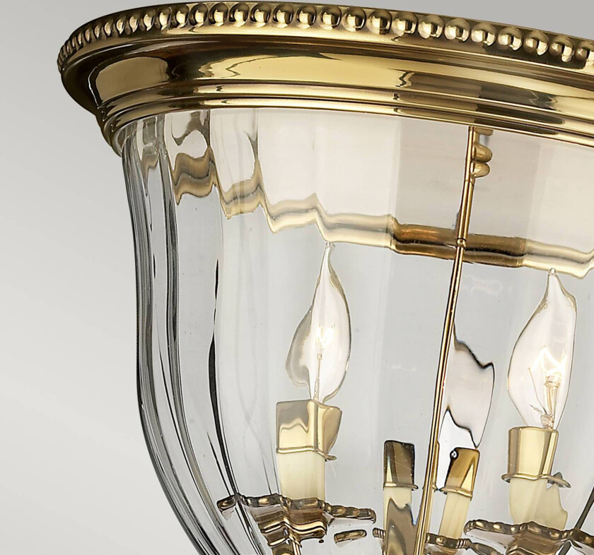 Taklampe Cambridge, messing/glass, høyde 33 cm