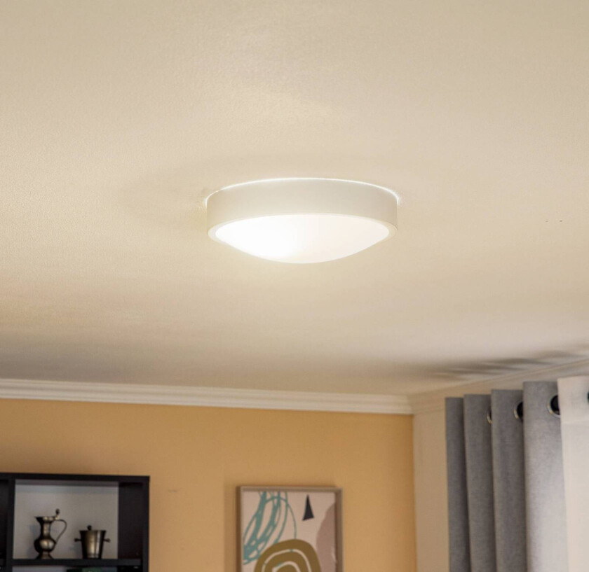 Taklampe Jaris, buet glass, Ø 26 cm, hvit