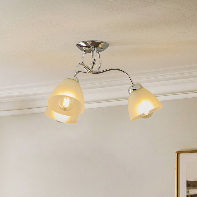 Taklampe Miranda, 3 lyskilder, krom