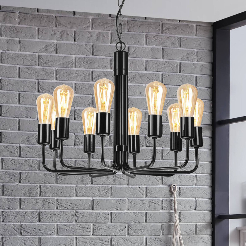 Lysekrone Malou, 10 lyskilder, svart