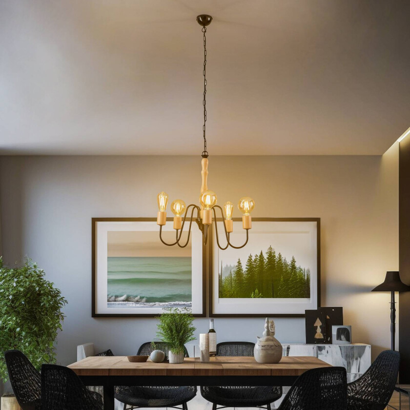 Joiy lysekrone, 5 lyskilder, svart