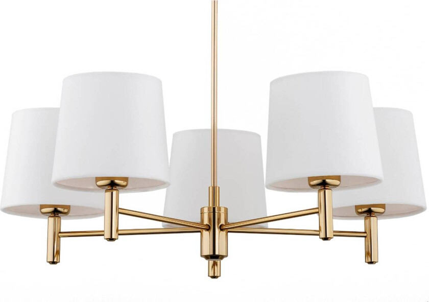 Hengelampe Polo Plus 5 lyskilder hvit/messing