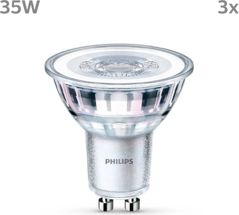 LED-pære GU10 3,5W 275lm 840 klar 36° 3stk