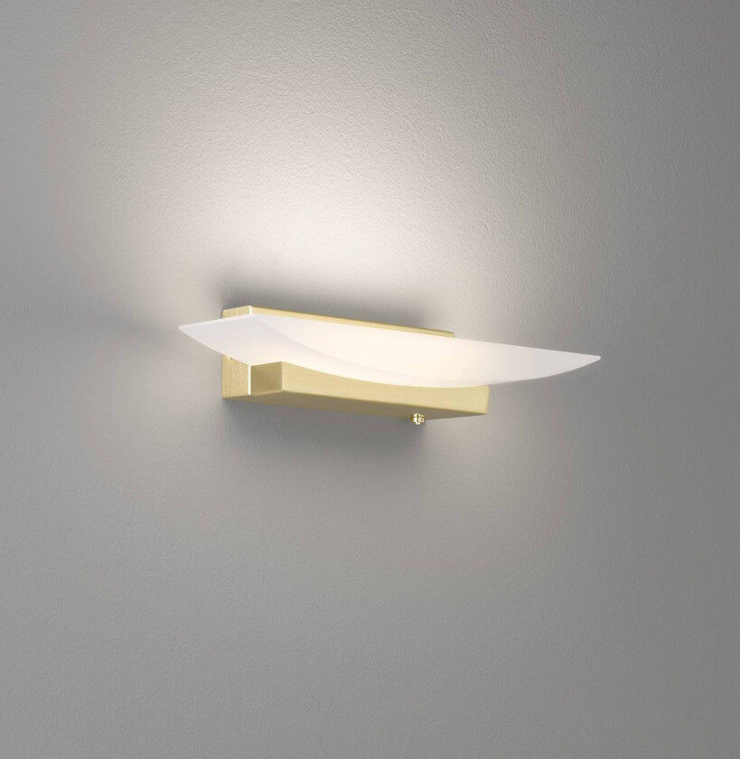 LED-vegglampe Bowl TW, bredde 30 cm, messing