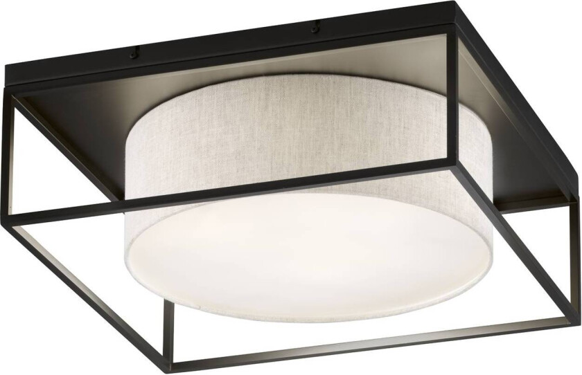 Taklampe Carre 60x60cm, stoffskjerm hvit