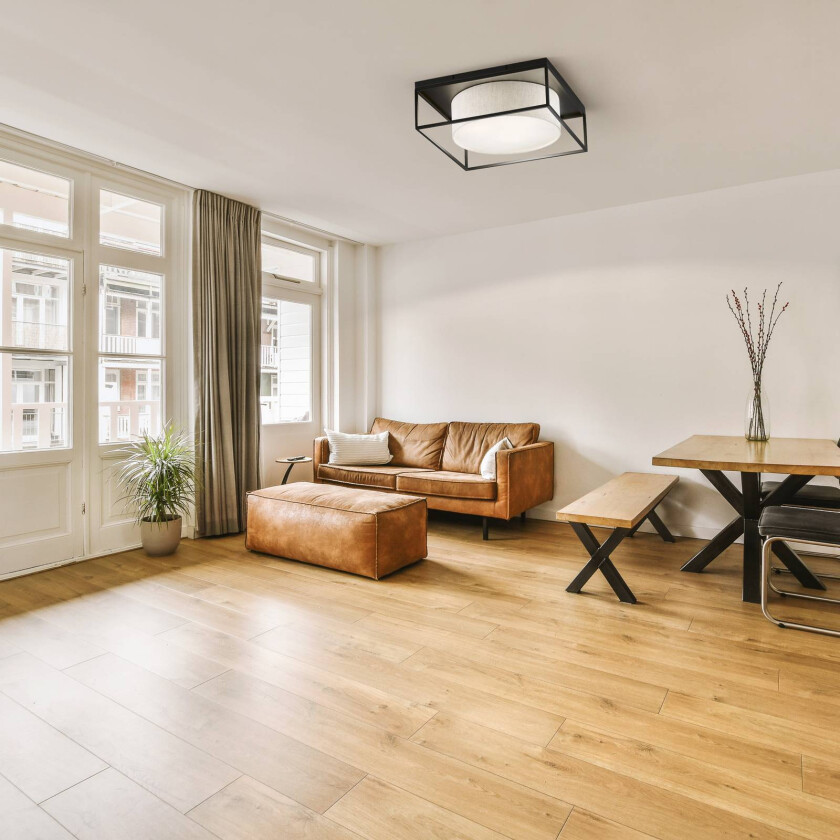 Carre taklampe 50x50cm med stoffskjerm hvit