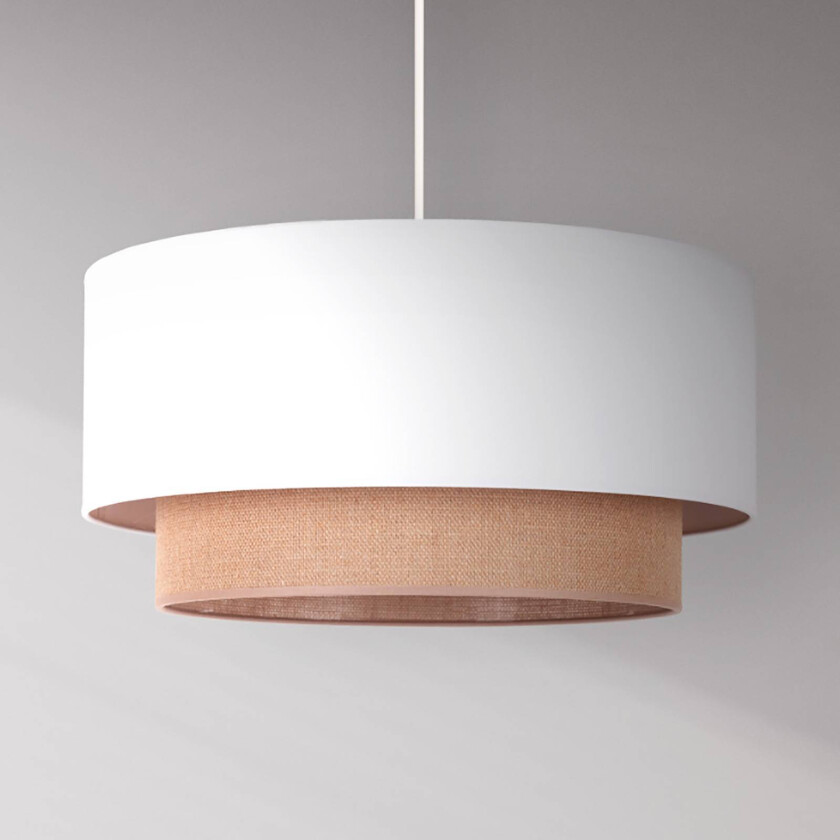 Hengelampe Boho Ø 45 cm 1 lk, hvit/jute