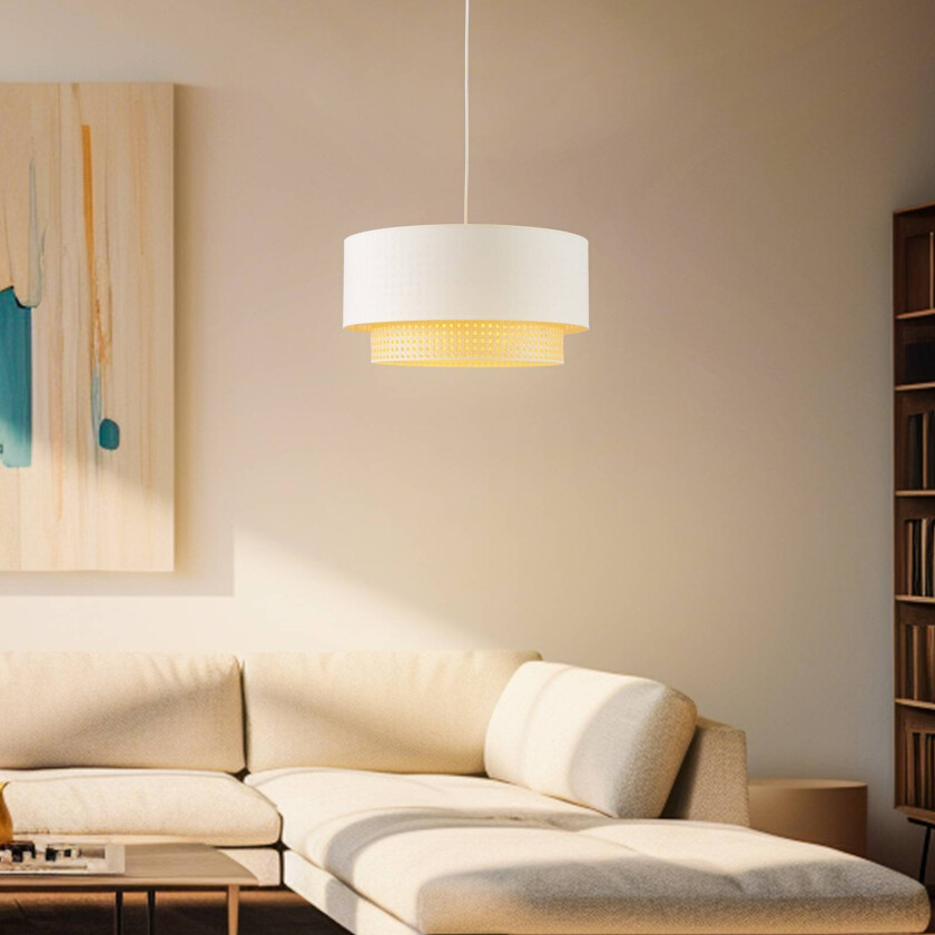 Hengelampe Boho, Ø 45 cm, 1 lk, krem-hvit/rotting