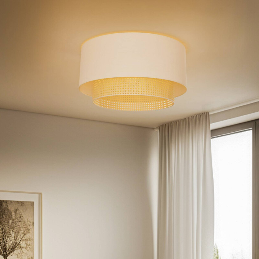 Taklampe Boho, Ø 60 cm, krem-hvit/rotting