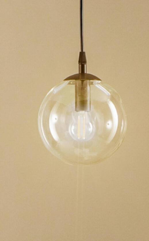 Glassy pendellampe, svart, klart glass, Ø 14 cm, E14