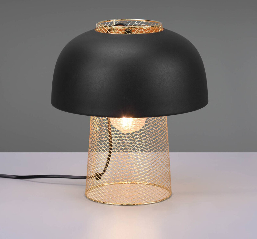 Bordlampe Punch, svart/gull, Ø 25 cm