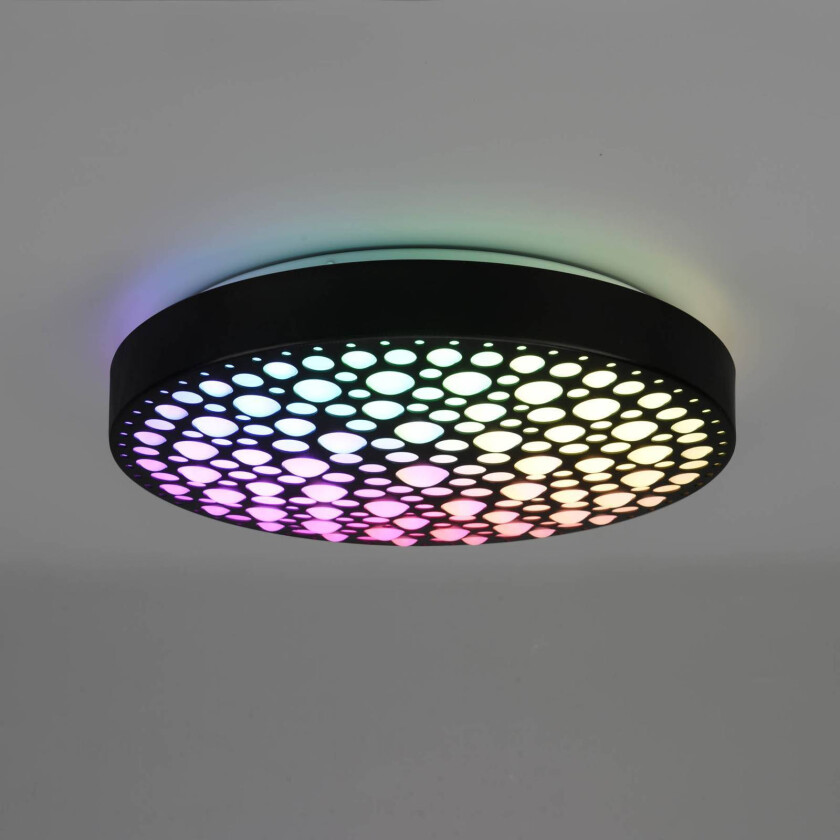LED-taklampe Chizu Ø 40,5 cm dimbar RGB svart