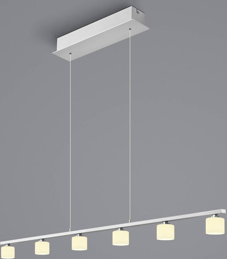 Mila pendellampe, nikkel/opalglass, seks lamper