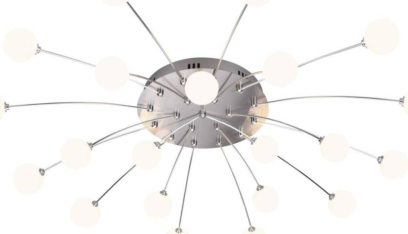 LED-taklampe Bullet, 21 lyskilder, nikkel/hvit