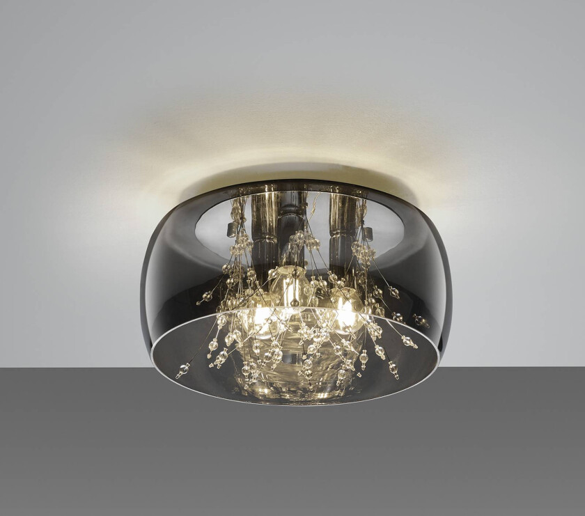 Crystel taklampe av glass, krom, Ø 34 cm