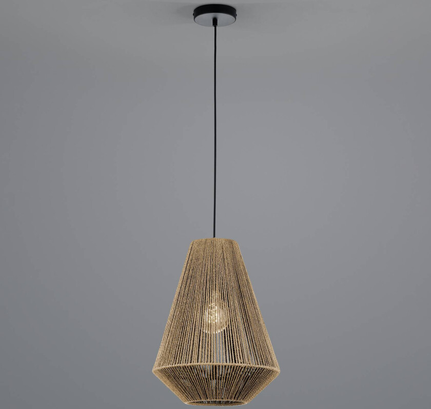 Pendellampe i tau laget av papir, brun, Ø 33 cm