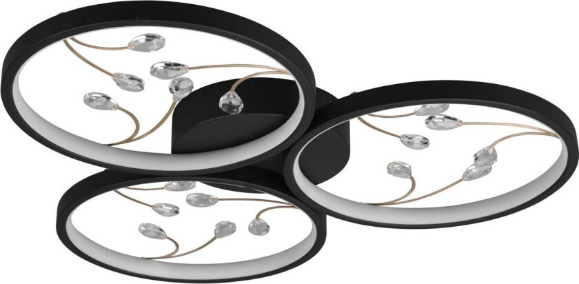 LED-taklampe Groovy med tre lamper i svart 3 000K