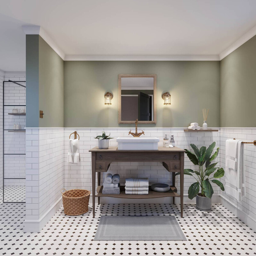 Vegglampe til bad Ashland Bay, 1 lyskilde, messing