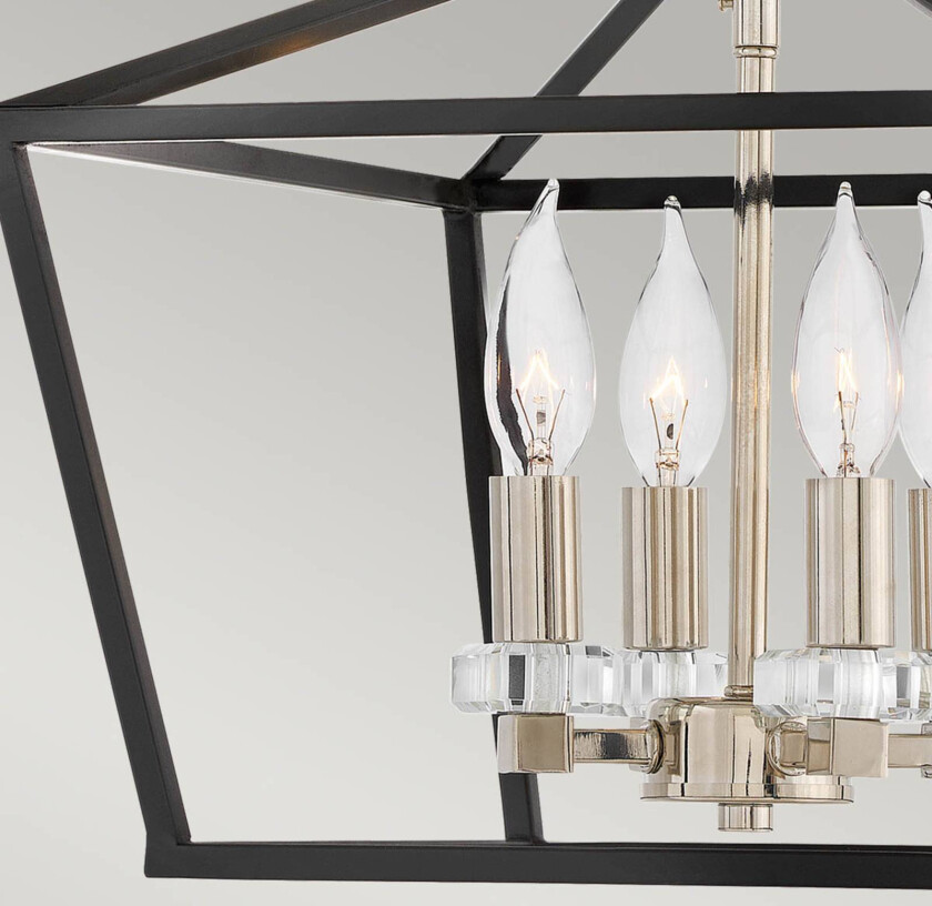 Hengelampe Stinson, svart/krom, 4 lyskilder