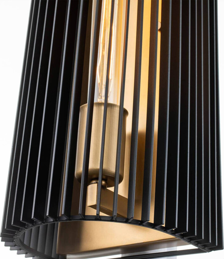 Vegglampe Linara, svart/messing, 1 lyskilde