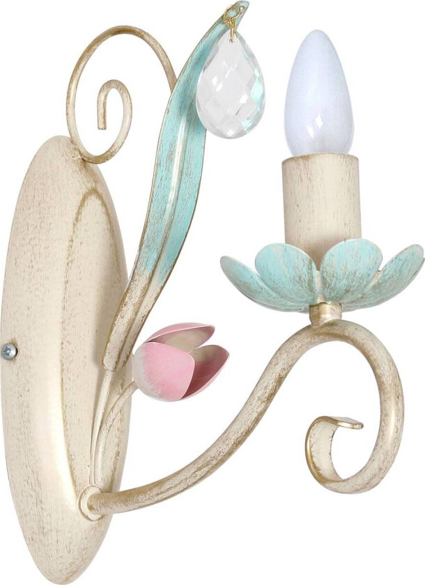 Florina vegglampe med blomsterdekor, enkel lampe