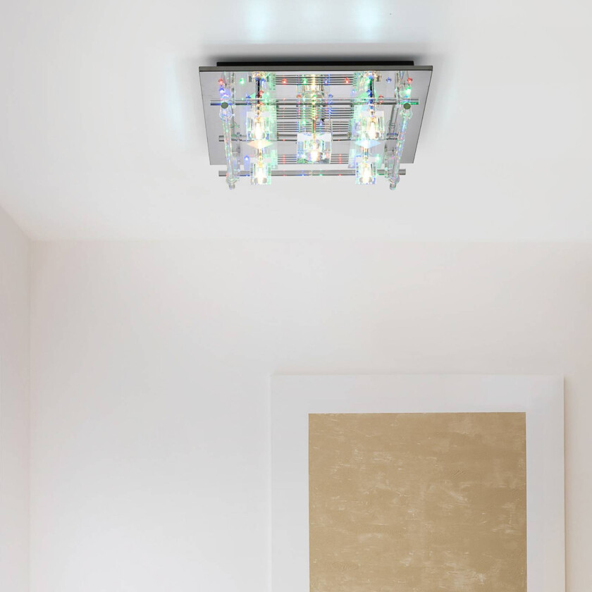 LED-taklampe Kemal 2.0 i krom med RGB