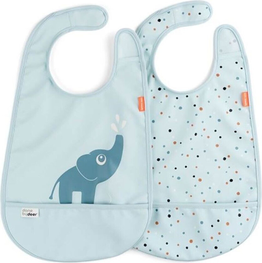 Done by deer Bib w/velcro 2-pack Elphee Blue