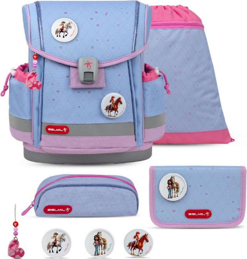 Lavendel skolesekk med 5 deler Belmil Classy Plus skolevesker 866167