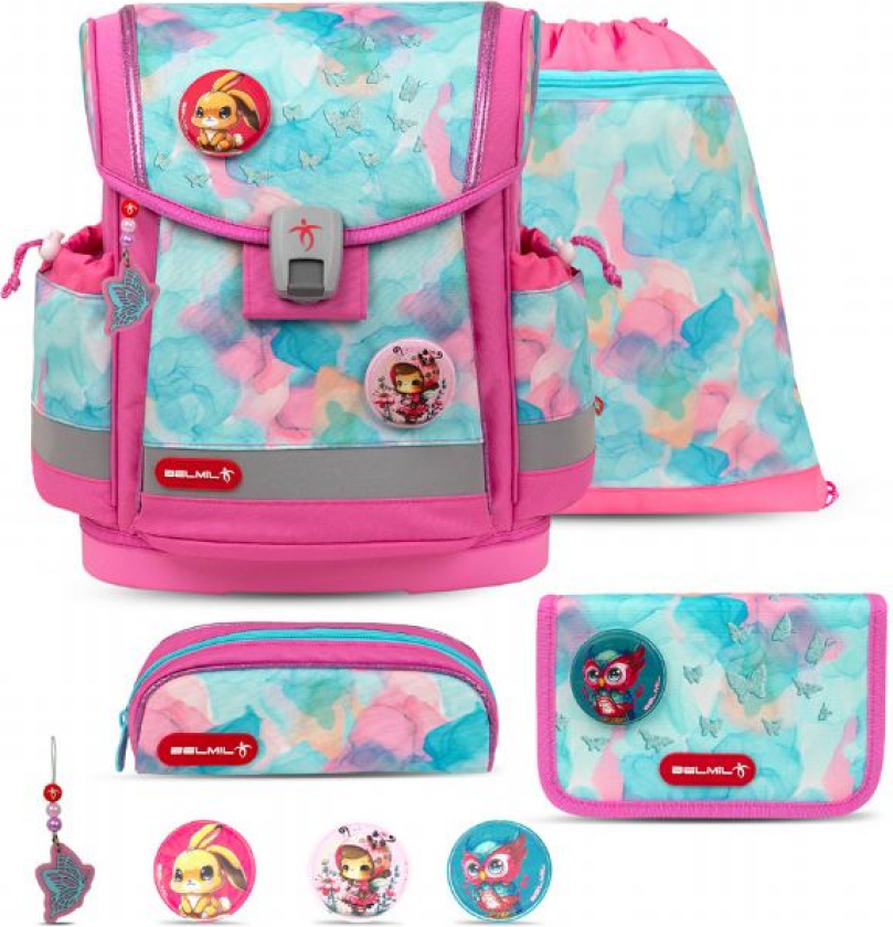 Aqua Rose Skolesekk med 5 deler Belmil Classy Plus skolevesker 866150