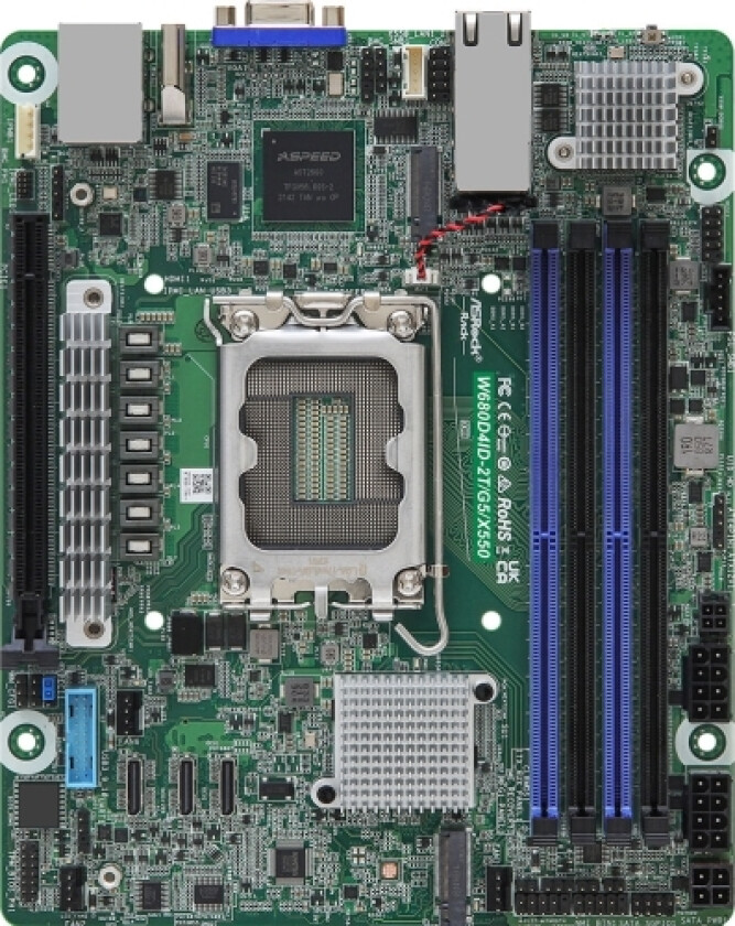 Asrock W680d4id-2T/G5/X550, Intel, Lga 1700, Intel® Core™ I3, Intel® Core™ I5, Intel® Core™ I7, Intel® Core™ I9, Lga 1700, Ddr5-Sdram, 48 Gb