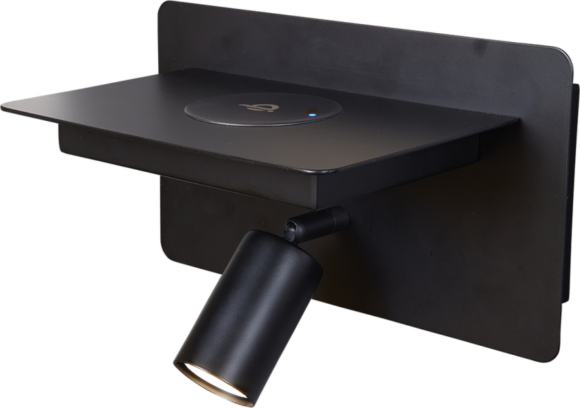 Ace vegglampe med trådløs lading USB A og C - Svart