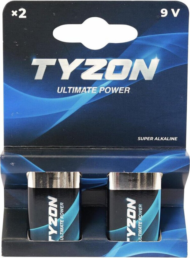 TYZON 9 V SUPERALKALISKE BATTERIER 2-PK.