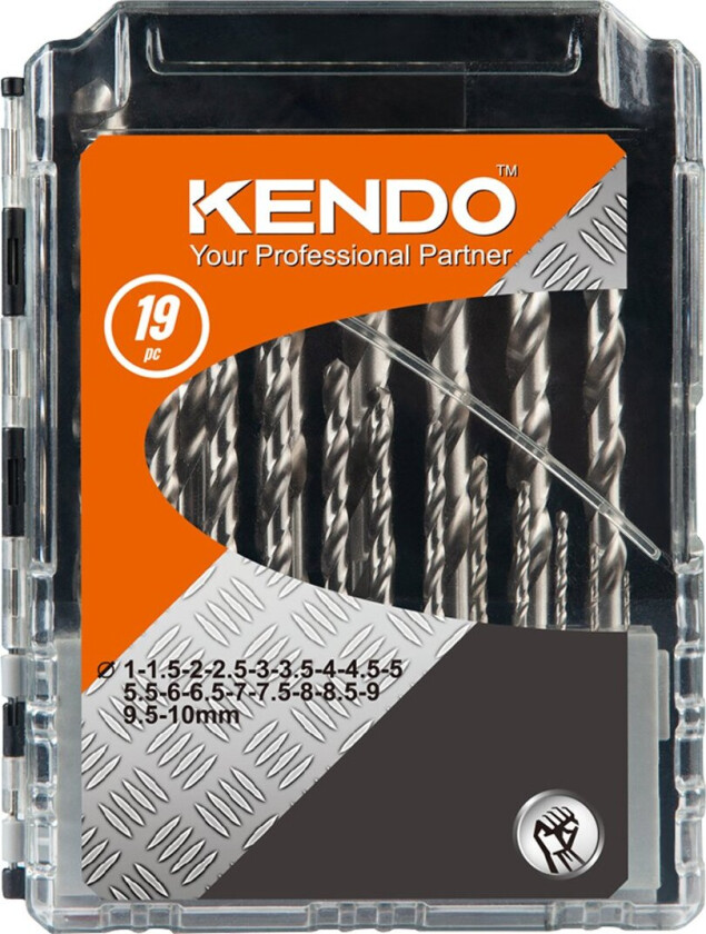 KENDO HSS HURTIGSTÅLBOR 19 DELER 1-10MM