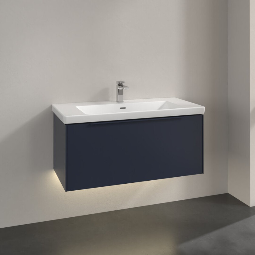 VILLEROY & BOCH SUBWAY 3.0 SERVANTSKAP 97X42 MARINE BLUE M/LYS HÅNDTAK I MØBELETS FARGE