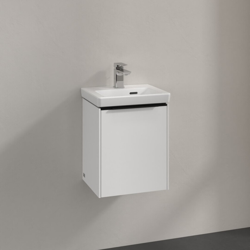 VILLEROY & BOCH SUBWAY 3.0 SERVANTSKAP 35X42 VENSTRE BRILLIANT WHITE HÅNDTAK I VOLCANO BLACK