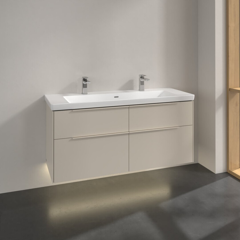 VILLEROY & BOCH SUBWAY 3.0 SERVANTSKAP 127X57 CASHMERE GREY M/LYS HÅNDTAK I MØBELETS FARGE