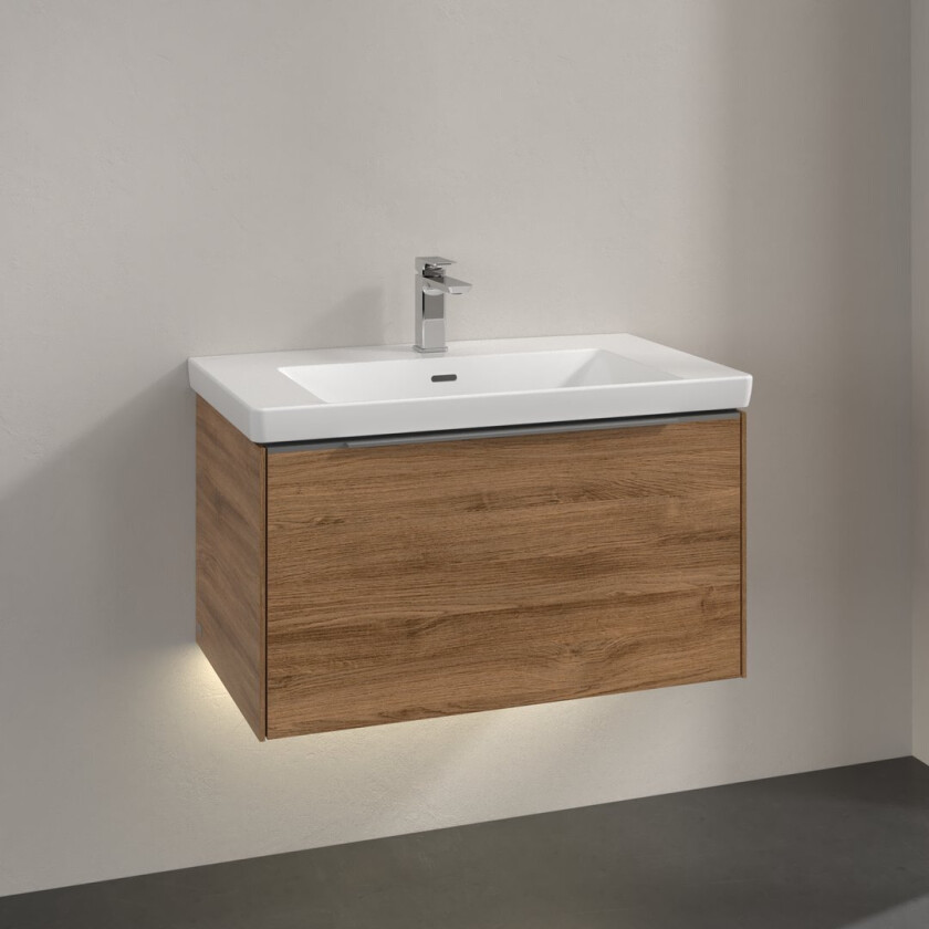 VILLEROY & BOCH SUBWAY 3.0 SERVANTSKAP 77X42 KANSAS OAK M/LYS HÅNDTAK I KROM