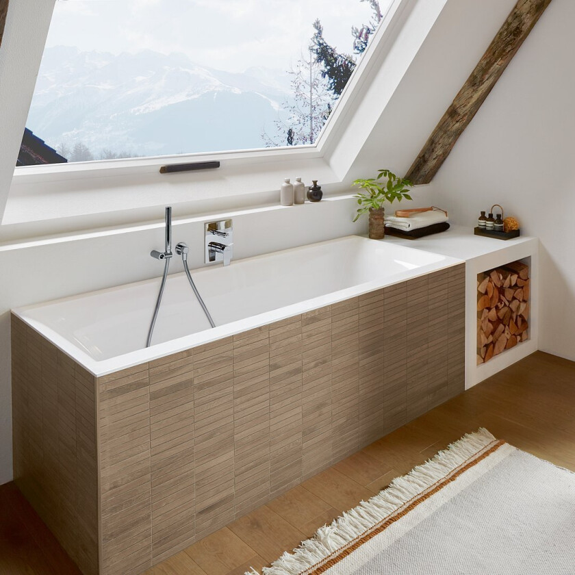 VILLEROY & BOCH SUBWAY 3.0 BADEKAR 180X80 FOR INNBYGGING HVIT ALPIN M/AVLØPSSETT I KROM/HVIT
