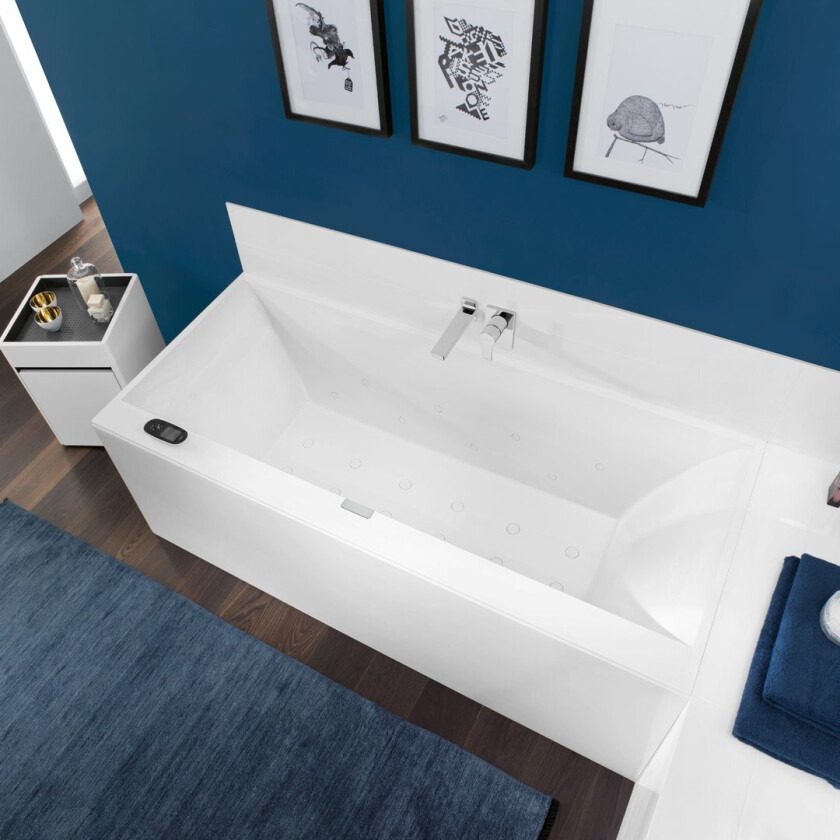 VILLEROY & BOCH SQUARO EDGE 12 BADEKAR 190X90 FOR INNBYGGING MED AVLØPSSETT I KROM